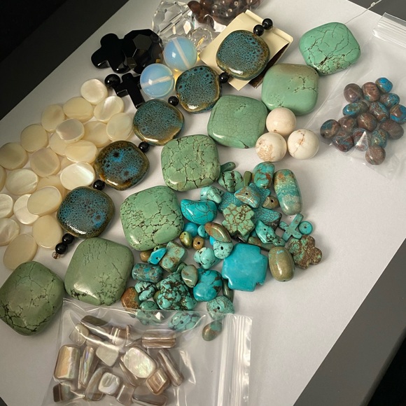 Assorted Natural Stone, Glass & Mother of Pearl Beads - Picture 2 of 14